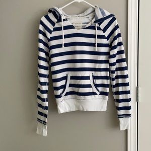 Aerie S striped hooded pullover with pocket